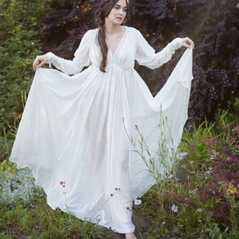 European medieval clothing long-sleeved V-neck high-waisted lady Floor-Length dress Solid for white Pure and beautiful women
European medieval clothing long-sleeved V-neck high-waisted lady Floor-Length dress Solid for white Pure and beautiful women