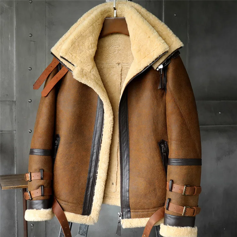 B3 Men's Shearling Jacket Flight Jacket Imported Wool From Australia Short Leather Jacket Mans Sheepskin Aviator Fur Coat
B3 Men's Shearling Jacket Flight Jacket Imported Wool From Australia Short Leather Jacket Mans Sheepskin Aviator Fur Coat