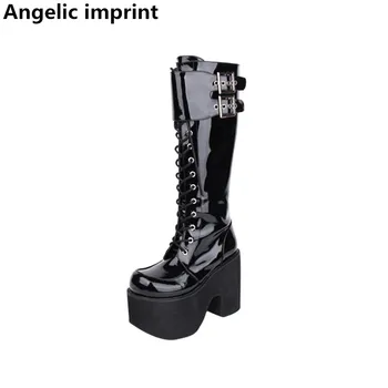 Angelic imprint Women mori girl motorcycle punk boots cosplay shoes lady lolita Boots woman super high trifle heels boots 15cm
Angelic imprint Women mori girl motorcycle punk boots cosplay shoes lady lolita Boots woman super high trifle heels boots 15cm