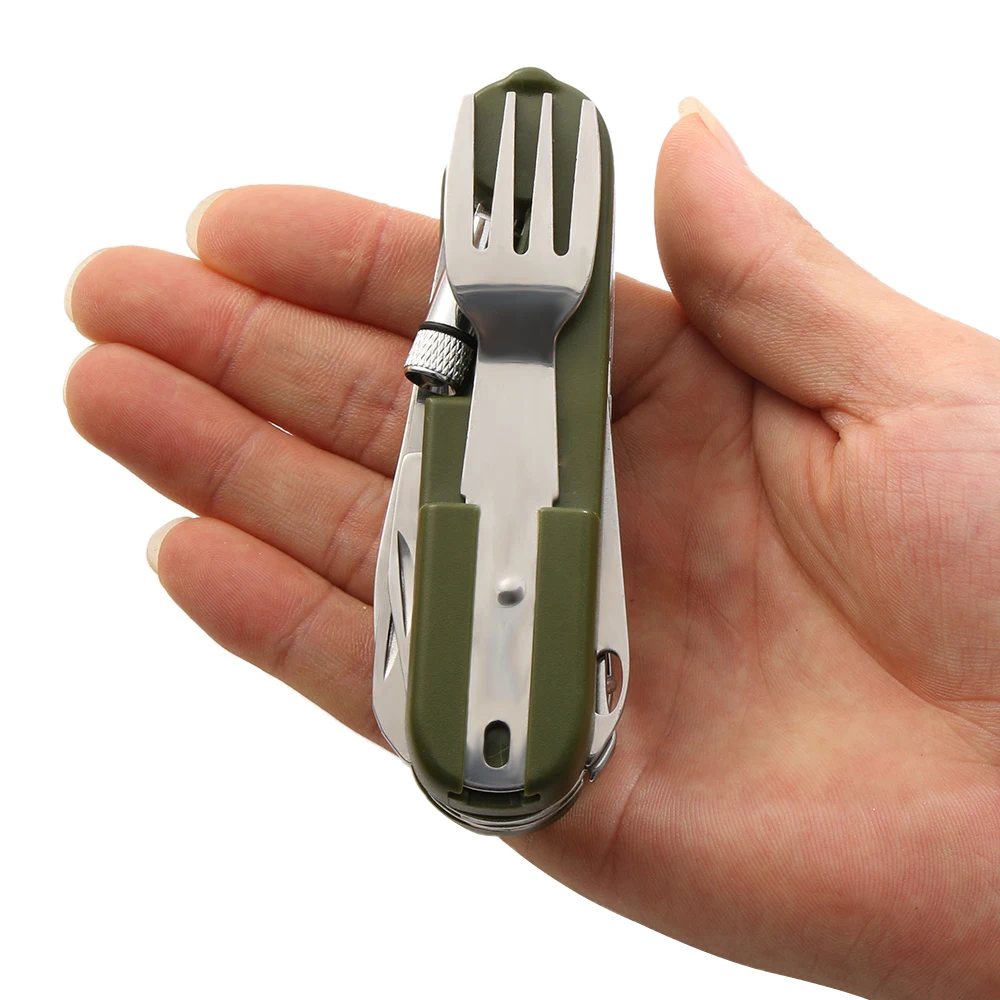 1PC Useful Army Green Multi Function Folding Stainless Steel Fork Knife Tableware Multi Tool for Camping Useful Travel Kit
1PC Useful Army Green Multi Function Folding Stainless Steel Fork Knife Tableware Multi Tool for Camping Useful Travel Kit