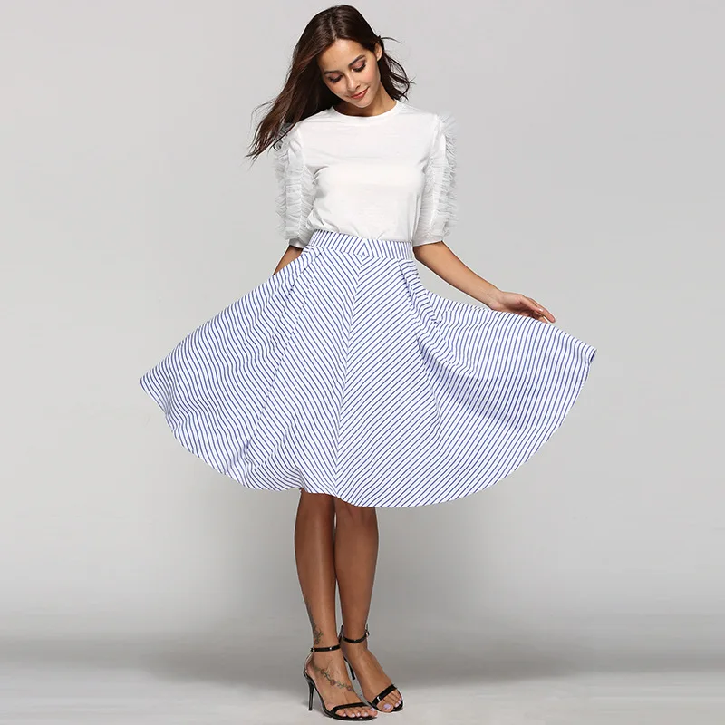 Women A-Line Skirt blue striped plus size women skirts long skirts for women elegant faldas mujer moda 2019
Women A-Line Skirt blue striped plus size women skirts long skirts for women elegant faldas mujer moda 2019