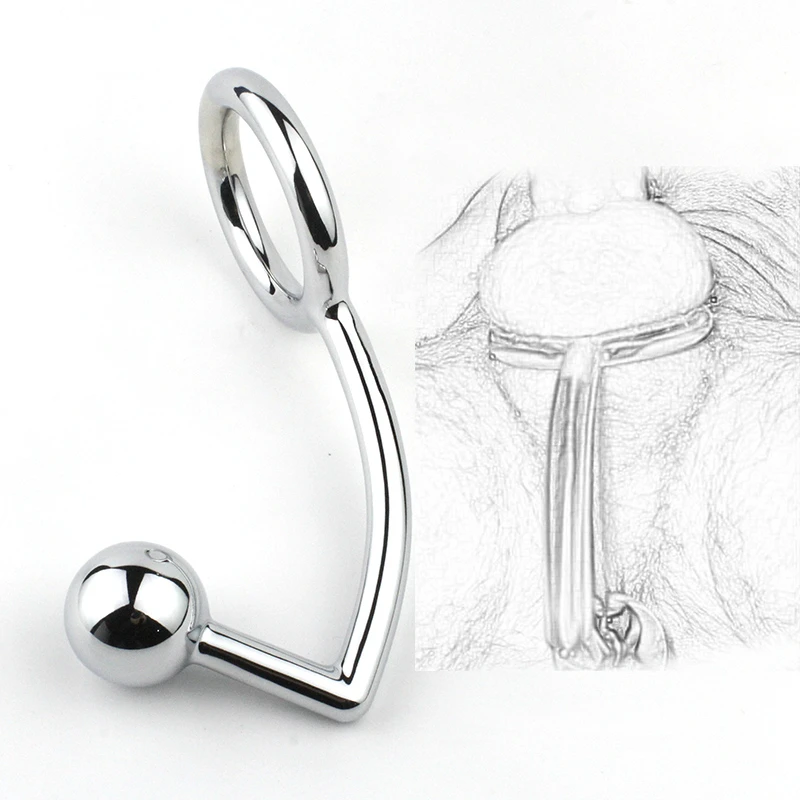 Металлический Анальный крюк из нержавеющей стали с кольцом для пениса мужской