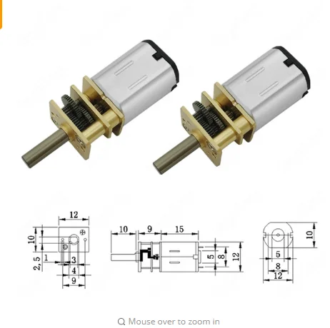 DC 3V/6V/12V N20 Mini Micro Metal Gear Motor with Gearwheel DC Motors 15/30/50/60/100/200/300/500/600/1000RPM
DC 3V/6V/12V N20 Mini Micro Metal Gear Motor with Gearwheel DC Motors 15/30/50/60/100/200/300/500/600/1000RPM