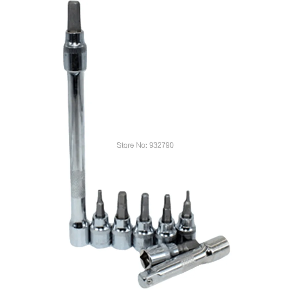7pcs 3/8" Drive Hex Socket Key Bit Tool Socket Set Screwdriver Bit+ 2pcs 3"(75mm) 6"(150mm) Socket Extension Bar Adapter
7pcs 3/8" Drive Hex Socket Key Bit Tool Socket Set Screwdriver Bit+ 2pcs 3"(75mm) 6"(150mm) Socket Extension Bar Adapter