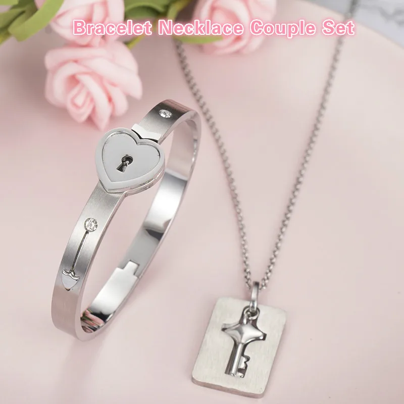 Stainless Steel A Couple Jewelry bangle necklace Sets Love Heart Lock Bracelets Bangles Key Pendant Necklace Couples jewelry
Stainless Steel A Couple Jewelry bangle necklace Sets Love Heart Lock Bracelets Bangles Key Pendant Necklace Couples jewelry