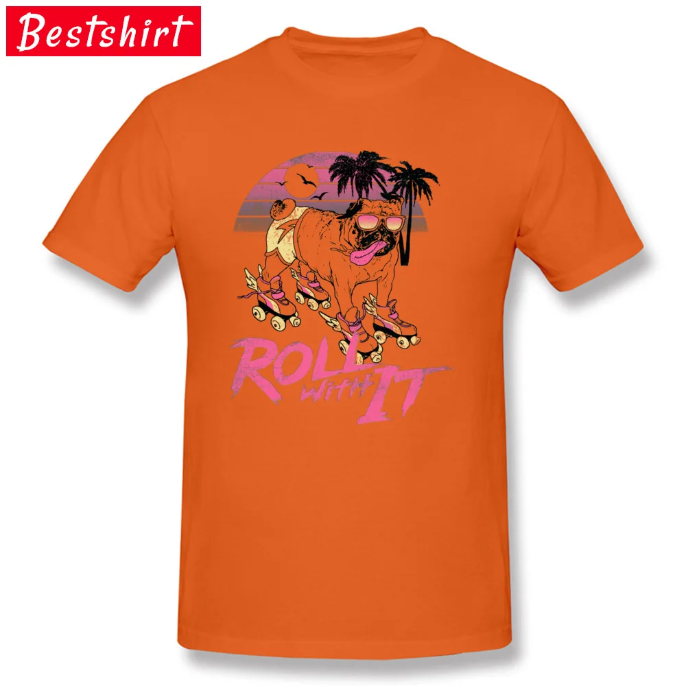 Roll With It -5287 Men's Designer Casual Tops & Tees O Neck Autumn 100% Cotton Tshirts Simple Style Short Sleeve Top T-shirts Roll With It -5287 orange
