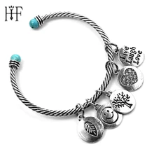 ライブ笑い愛手作り手紙ブレスレット&バングルリストバンド用カフブレスレット女性ハート腕輪で笑顔、ツリー(China)