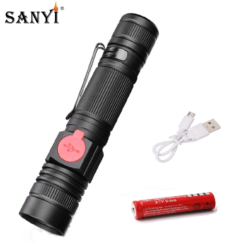 Sanyi USB Charging Alloy Flashlight Powerful LED Zoomable Mini Flashlight Waterproof Torch 18650 Rechargeable Lanterna Zaklamp
Sanyi USB Charging Alloy Flashlight Powerful LED Zoomable Mini Flashlight Waterproof Torch 18650 Rechargeable Lanterna Zaklamp