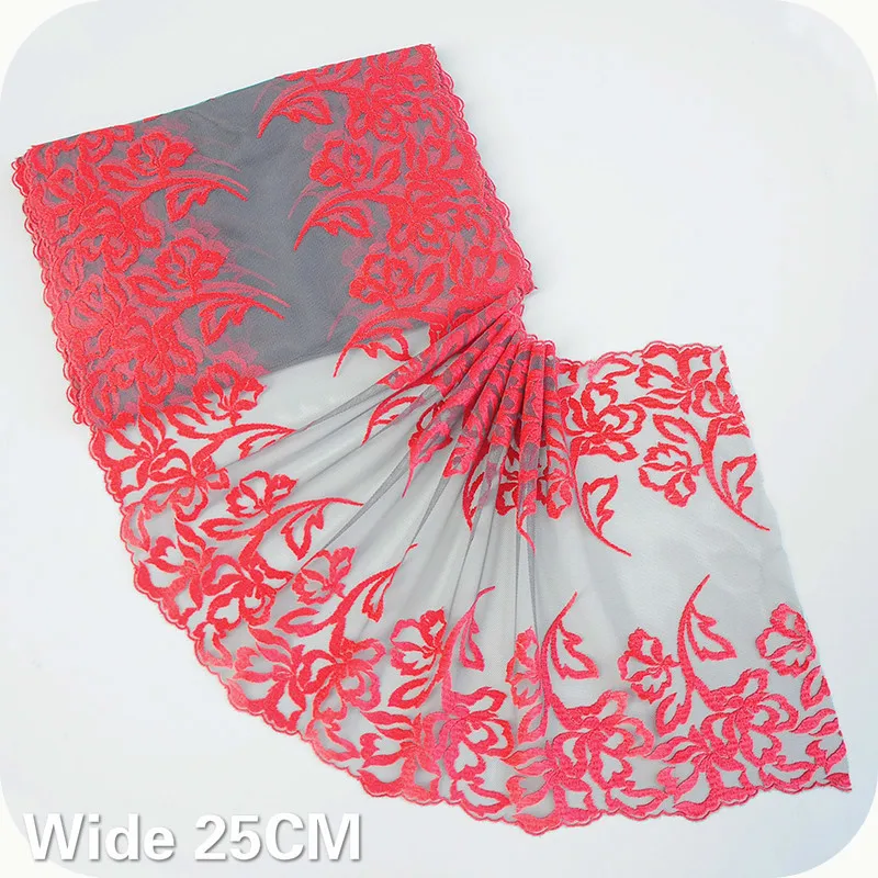 25CM Wide Exquisite Gray Tulle Lace Red Embroidered Collar Trim Guipure Ribbon DIY Prom Dress Head Veil Skirt Splicing Material
25CM Wide Exquisite Gray Tulle Lace Red Embroidered Collar Trim Guipure Ribbon DIY Prom Dress Head Veil Skirt Splicing Material