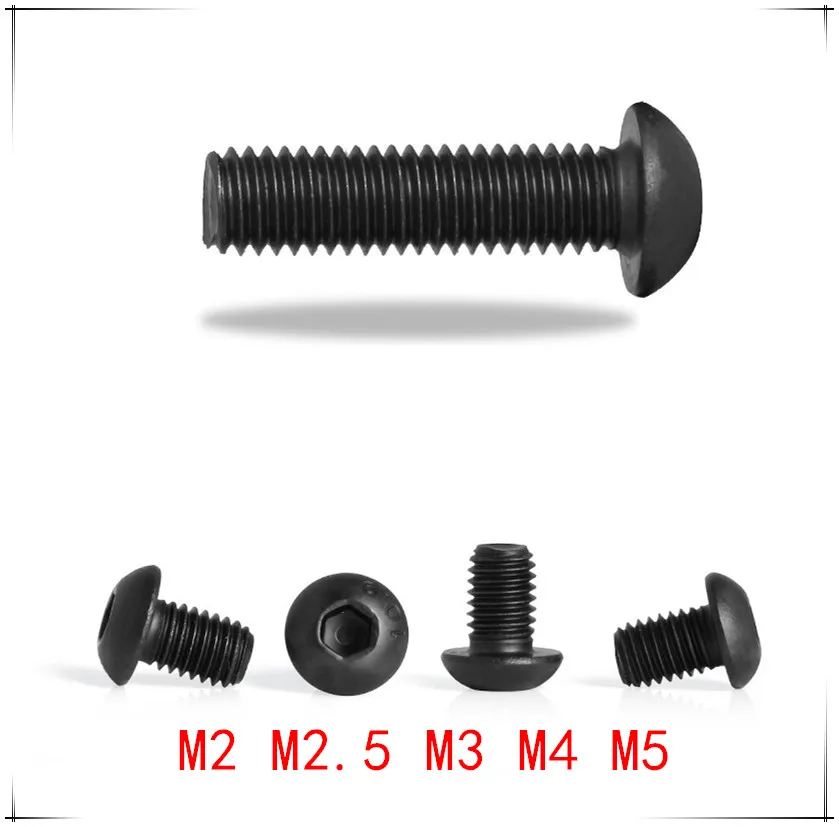 ISO7380 Hex Socket Button Head Cap Screw M2/M2.5/M3/M4/M5*5/6/8/10/12/16/20/30/40/50mm black mushroom head screw bolt Grade10.9
ISO7380 Hex Socket Button Head Cap Screw M2/M2.5/M3/M4/M5*5/6/8/10/12/16/20/30/40/50mm black mushroom head screw bolt Grade10.9