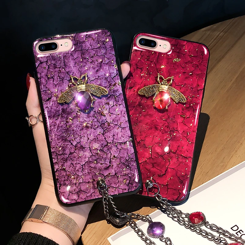 Luxury Metal Diamond Bee Marble Glitter Bracelet Silicone phone case for iphone 7 8 6 S plus X XR XS MAX for samsung S8 S9 Note8
Luxury Metal Diamond Bee Marble Glitter Bracelet Silicone phone case for iphone 7 8 6 S plus X XR XS MAX for samsung S8 S9 Note8