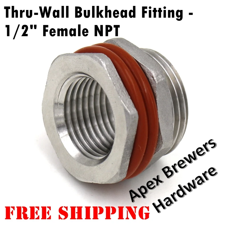 Thru-Wall Weldless Bulkhead - 1/2"NPT, SS304,Brewer Hardware,Wholesale and Retail
Thru-Wall Weldless Bulkhead - 1/2"NPT, SS304,Brewer Hardware,Wholesale and Retail