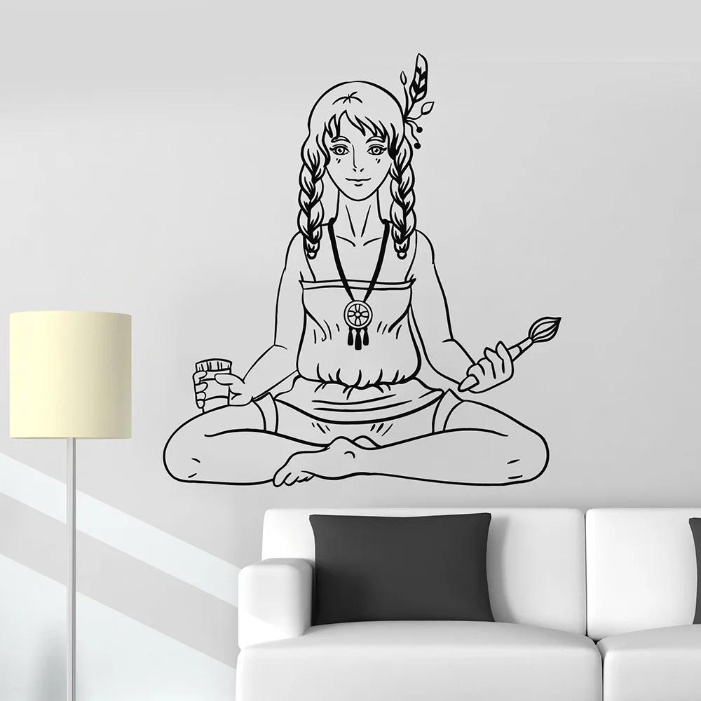 Хиппи для девочки-подростка художника Peace Love виниловые наклейки на стены