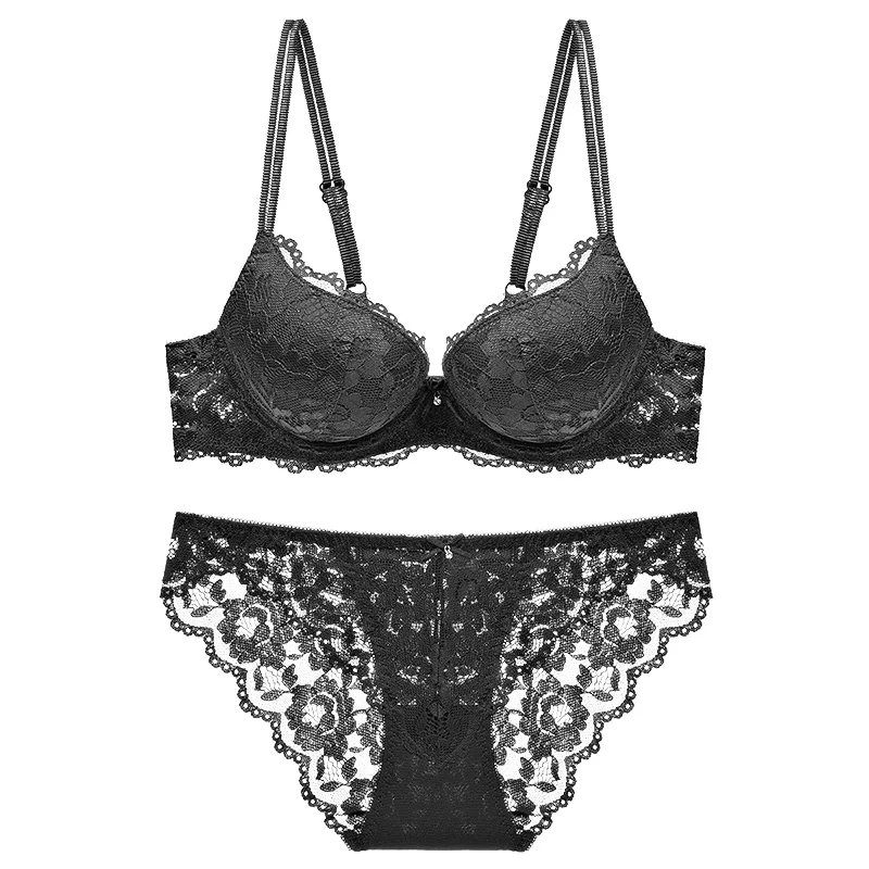 Flowers Lace Bra and Briefs Suits Durable Quality Underwear Factory Directly Sale-3