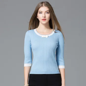 Europe New Spring 2018 Women's High Fashion Slim O-Neck Patchwork Three Quarter Knitted Sweater Female Elegant Pullover Cotton
Europe New Spring 2018 Women's High Fashion Slim O-Neck Patchwork Three Quarter Knitted Sweater Female Elegant Pullover Cotton