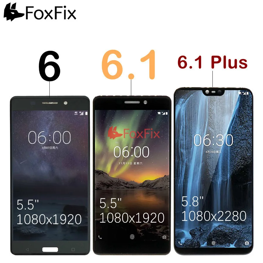 For Nokia6 Nokia 6.1 LCD Display Touch Screen Digitizer X6 2018 TA-1045 TA-1050 For Nokia 6.1 Plus LCD Screen Replacement
For Nokia6 Nokia 6.1 LCD Display Touch Screen Digitizer X6 2018 TA-1045 TA-1050 For Nokia 6.1 Plus LCD Screen Replacement