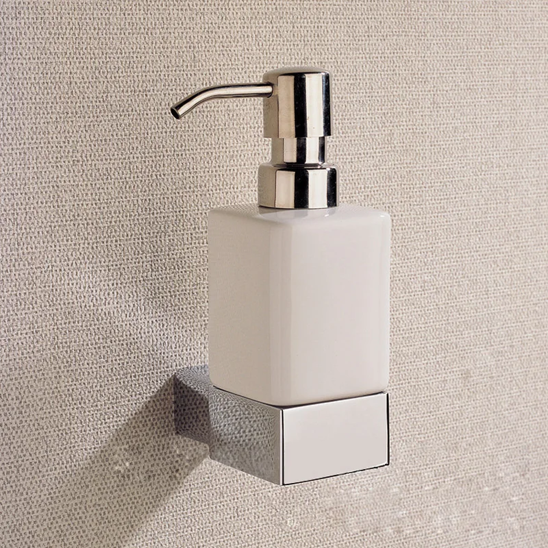Image CLOUD POWER Chrome Liquid Soap Dispenser and Holder With Brass ,Whole Copper Bathroom Shower Soap   Dispenser With Wall Mounted