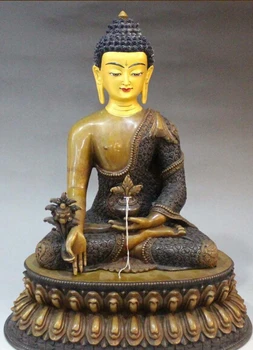 007835 15" Tibet 100% Pure Bronze Painting Medicine Tathagata Shakyamuni Buddha Statue
007835 15" Tibet 100% Pure Bronze Painting Medicine Tathagata Shakyamuni Buddha Statue