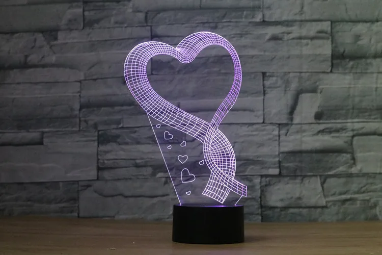 3d romantic love styling handmade and hearts colorful led night
