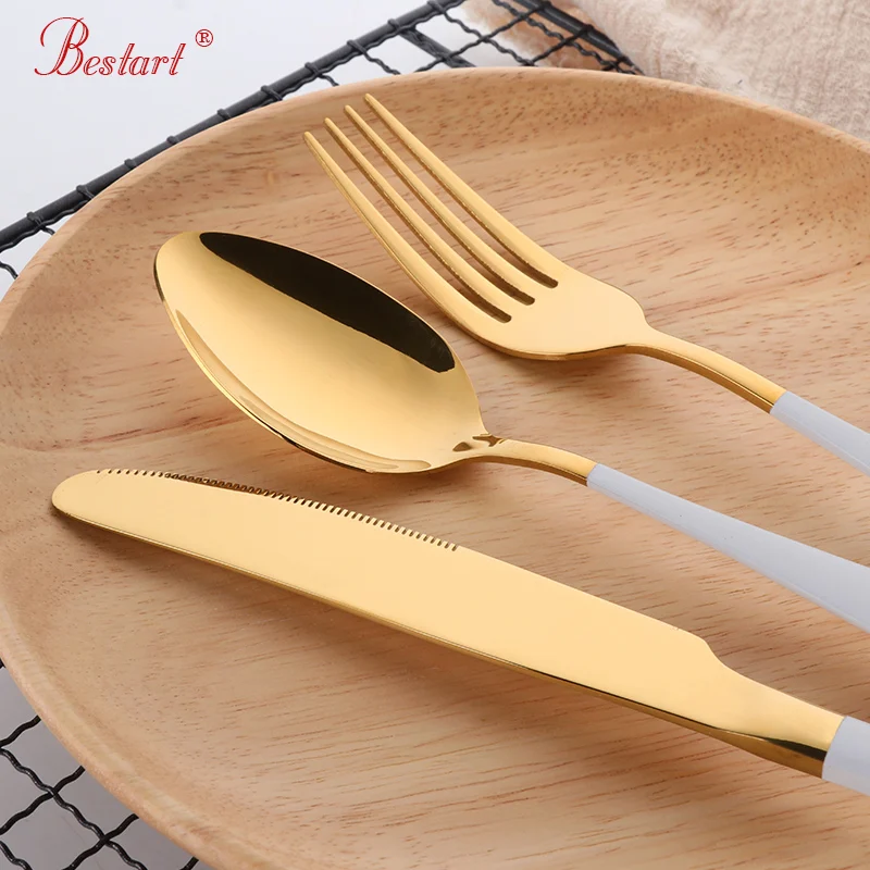 Luxury Black Plated Dinnerware Sets Good Polish Steel Dinner Knives Forks Tablespoons Cutlery Set Family Tableware Dishes | Дом и сад