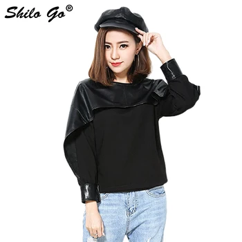 Leather blouse Womens Summer Fashion sheepskin genuine leather blouse stand collar ruffles shoulder spliced loose
Leather blouse Womens Summer Fashion sheepskin genuine leather blouse stand collar ruffles shoulder spliced loose