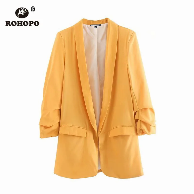 ROHOPO EU Size Women Chic Blazer Draped Cuff Office Ladies Solid Yellow Straight Casual Outwear Baggy Side Pocket Blazers #UZ920
ROHOPO EU Size Women Chic Blazer Draped Cuff Office Ladies Solid Yellow Straight Casual Outwear Baggy Side Pocket Blazers #UZ920