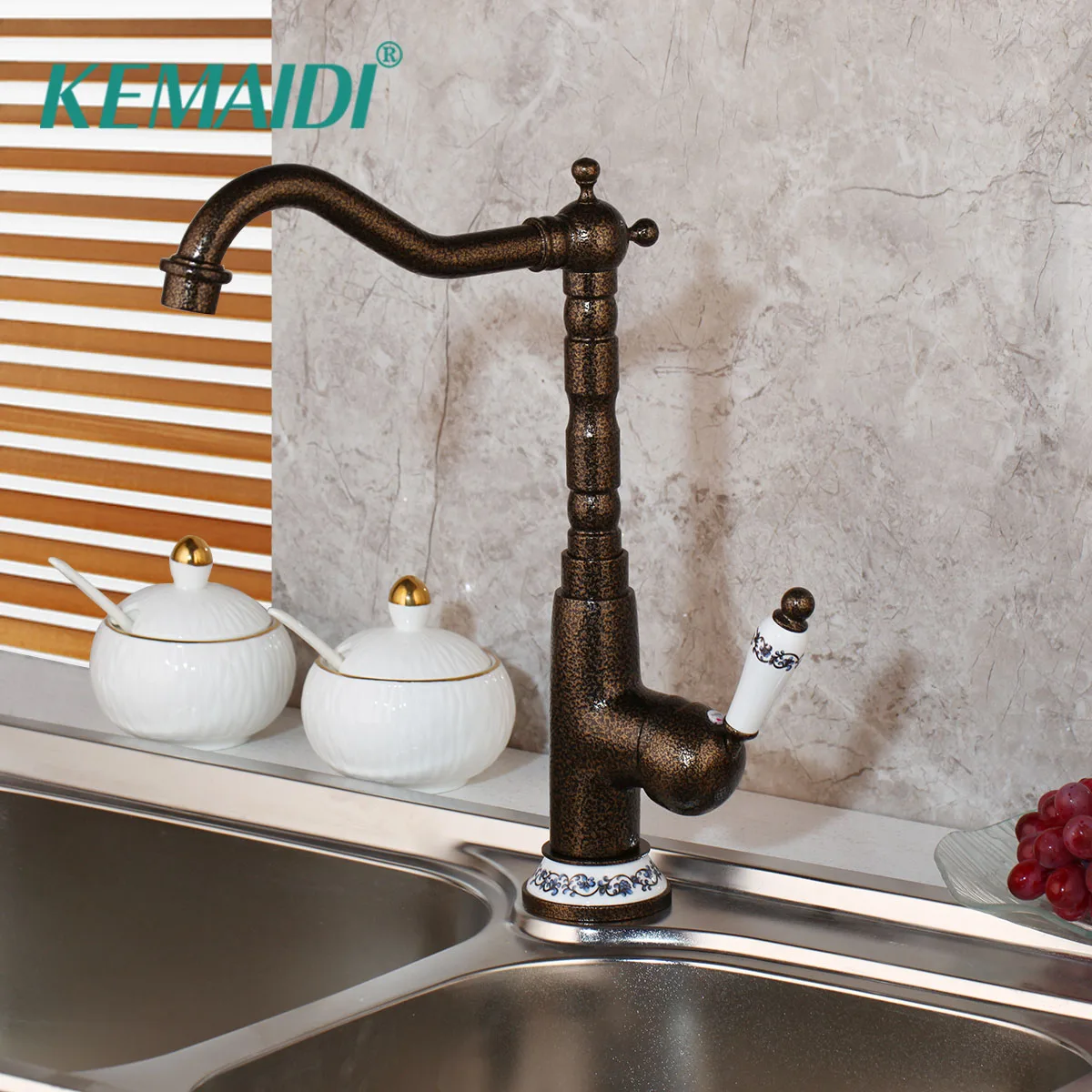 KEMAIDI New Kitchen Faucet Sink Mixer Deck Mounted Roman Bronze Brass 360 Swivel Antique Brass Basin Mixer
KEMAIDI New Kitchen Faucet Sink Mixer Deck Mounted Roman Bronze Brass 360 Swivel Antique Brass Basin Mixer