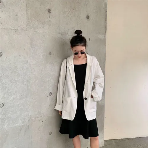 Loose Cotton And Linen Blazers Femenino Single Button Casual Ladies Blazer Jacket Fashion Brief Womens Jackets Temperament | Женская