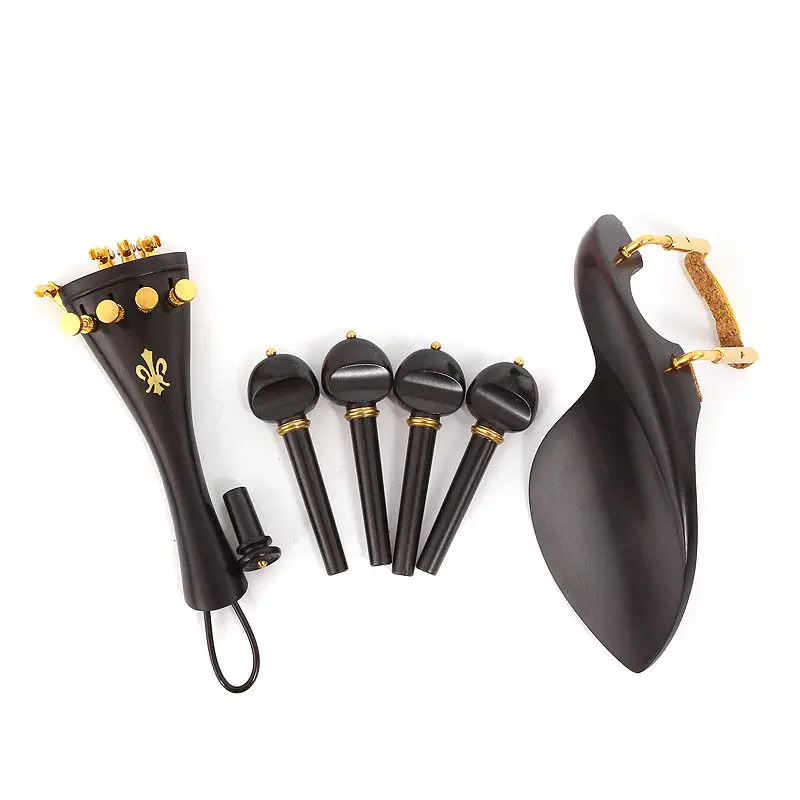 High quality 4/4 violin Kit Ebony Violin Fittings Violin pegs tailpiece chin rest Clamp endpin
High quality 4/4 violin Kit Ebony Violin Fittings Violin pegs tailpiece chin rest Clamp endpin