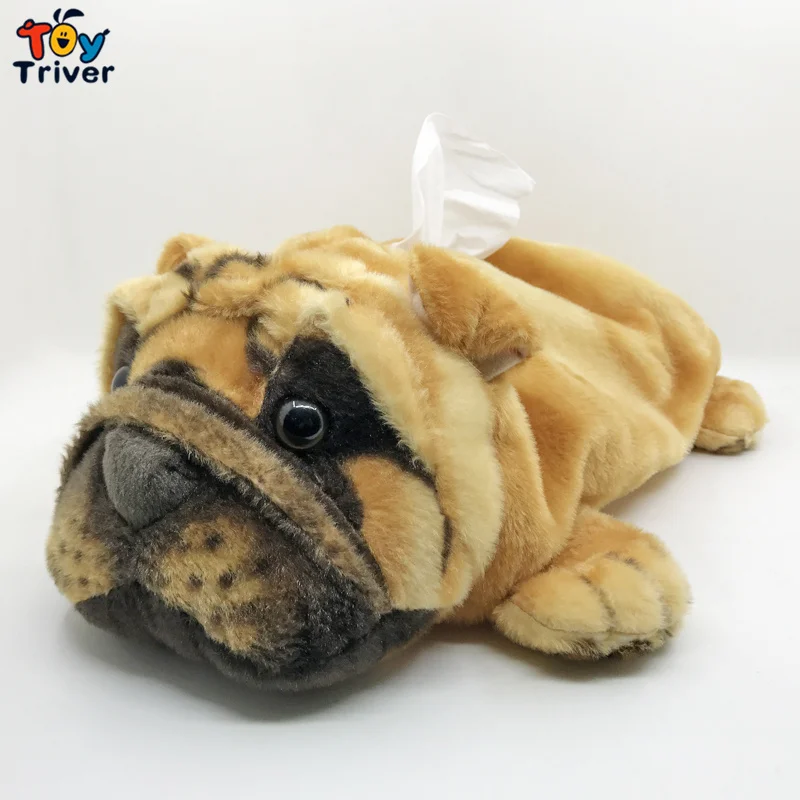 

Plush Shar pei Dog Toy Napkin Paper Holder Tissue Box Home Shop Car Office Decor Birthday Gift