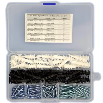 Electronics-Salon Self Drilling Drywall Plastic Anchors with Screws Assortment Kit, Color White/Black, 6 Type Drywall Anchors an
Electronics-Salon Self Drilling Drywall Plastic Anchors with Screws Assortment Kit, Color White/Black, 6 Type Drywall Anchors an