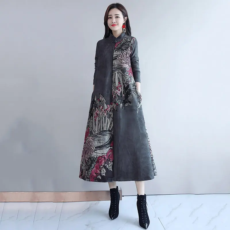 Suede Printed Long Windbreaker Fashion Female 2019 Autumn New Chinese Style Women's Retro National Wind Trench Coat LQ329
Suede Printed Long Windbreaker Fashion Female 2019 Autumn New Chinese Style Women's Retro National Wind Trench Coat LQ329