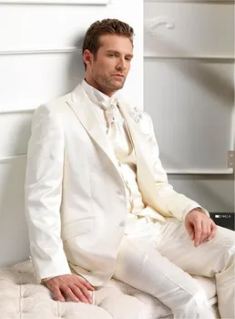 Custom Made Groom Tuxedo Ivory Groomsmen Peak Lapel Wedding/Dinner Suits Best Man Bridegroom (Jacket+Pants+Tie+Vest) B171
Custom Made Groom Tuxedo Ivory Groomsmen Peak Lapel Wedding/Dinner Suits Best Man Bridegroom (Jacket+Pants+Tie+Vest) B171
