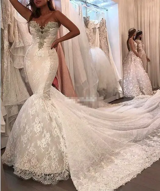 Luxury Gorgeous sexy Beaded Lace Mermaid Wedding Dress With Detachable Train Bridal Gown wedding gown vestido de noiva
Luxury Gorgeous sexy Beaded Lace Mermaid Wedding Dress With Detachable Train Bridal Gown wedding gown vestido de noiva