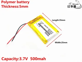 502535 3.7v 500mAh li-ion Lipo cells Lithium Li-Po Polymer Rechargeable Battery For searchlight Bluetooth speaker Recorder
502535 3.7v 500mAh li-ion Lipo cells Lithium Li-Po Polymer Rechargeable Battery For searchlight Bluetooth speaker Recorder