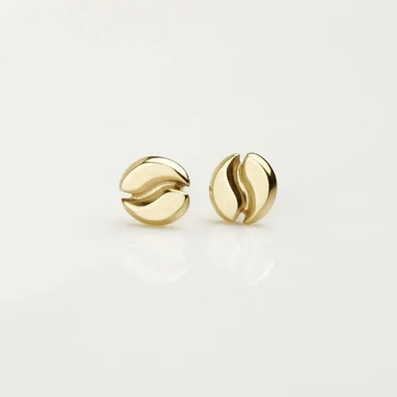 S037 Gold Silver Coffee Bean Earrings Pea Stud Earrings Espresso Bean Coffee Addict Stud Earrings Tai Ji Stud Earrings