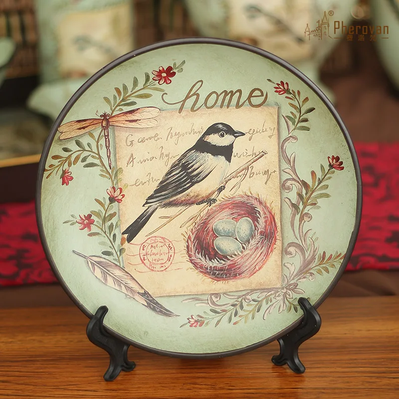 American pastoral village painted ceramic flower landscape decoration plate Home Furnishing Kanpan European decorations
American pastoral village painted ceramic flower landscape decoration plate Home Furnishing Kanpan European decorations