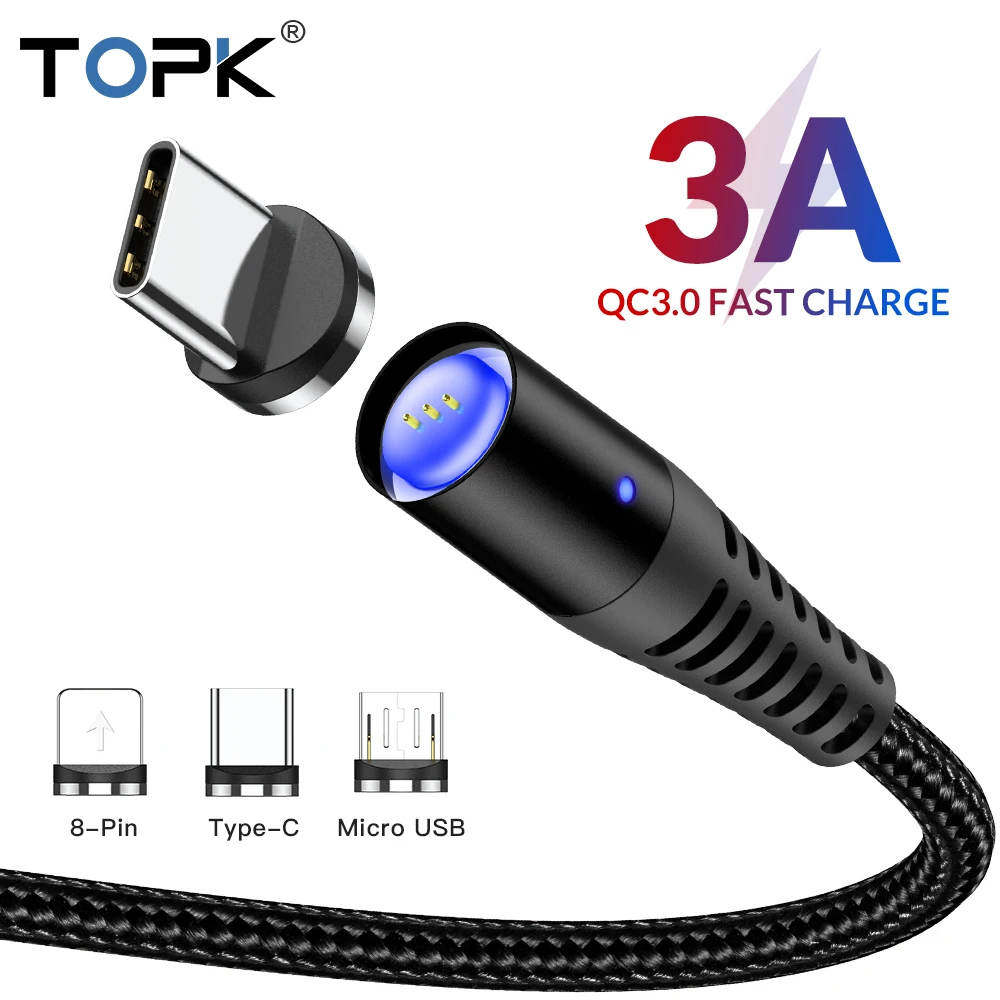 TOPK Magnetic USB Charging Cable Fast Charging USB Type C Cable Magnet Charger Data Micro USB Cable 3A for iPhone Samsung Xiaomi
TOPK Magnetic USB Charging Cable Fast Charging USB Type C Cable Magnet Charger Data Micro USB Cable 3A for iPhone Samsung Xiaomi
