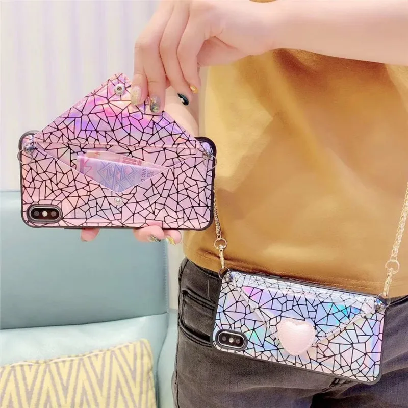 wallet card case for iphone 7 8 6s 6 plus XS MAX XR X case cover luxury laser envelope shoulder chain strap phone bag capa fund
wallet card case for iphone 7 8 6s 6 plus XS MAX XR X case cover luxury laser envelope shoulder chain strap phone bag capa fund