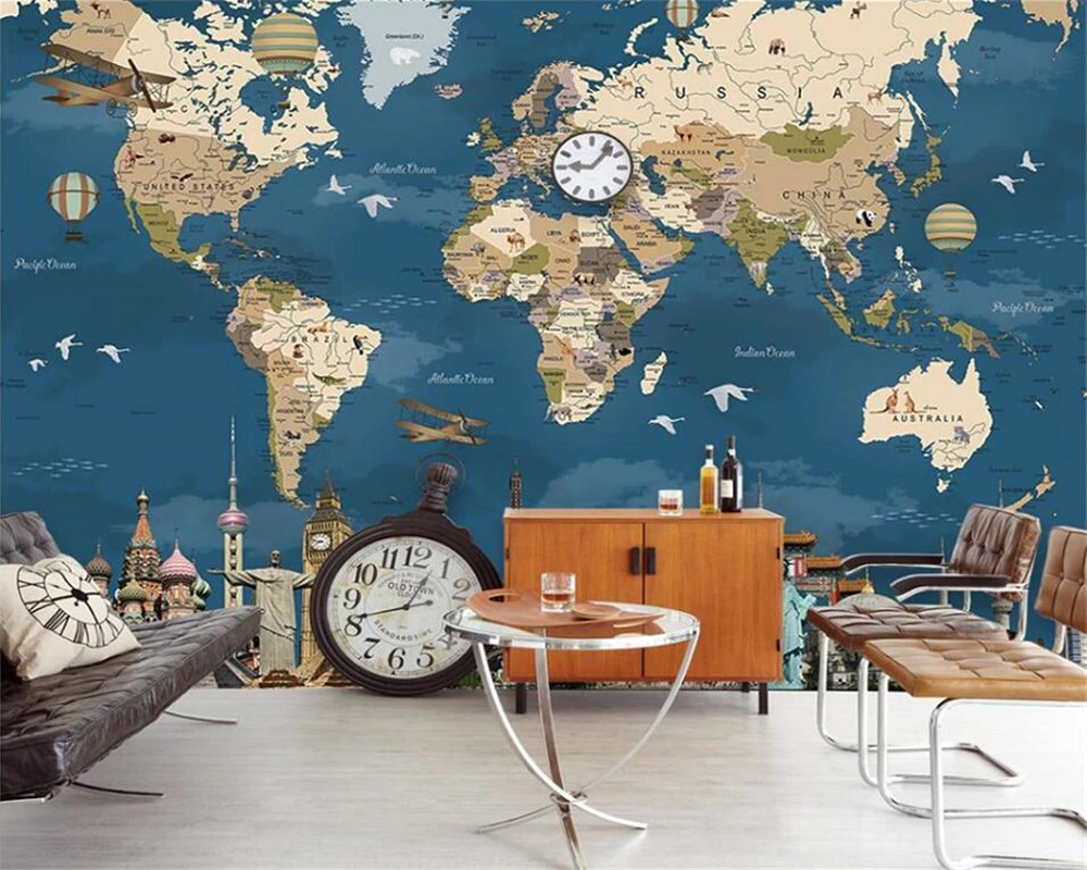 beibehang Wallpaper custom wallpaper mural photo retro nostalgic personality world map living room bedroom wall papel de parede
beibehang Wallpaper custom wallpaper mural photo retro nostalgic personality world map living room bedroom wall papel de parede