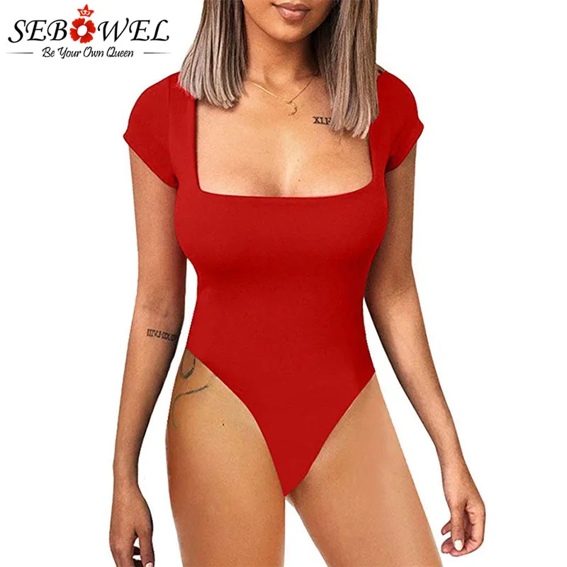 SEBOWEL Women's Short-sleeved Bodysuit Summer 2019 Square Collar Sexy Jumpsuit for Female Lady Bodycon Body Basic Top Clothes
SEBOWEL Women's Short-sleeved Bodysuit Summer 2019 Square Collar Sexy Jumpsuit for Female Lady Bodycon Body Basic Top Clothes