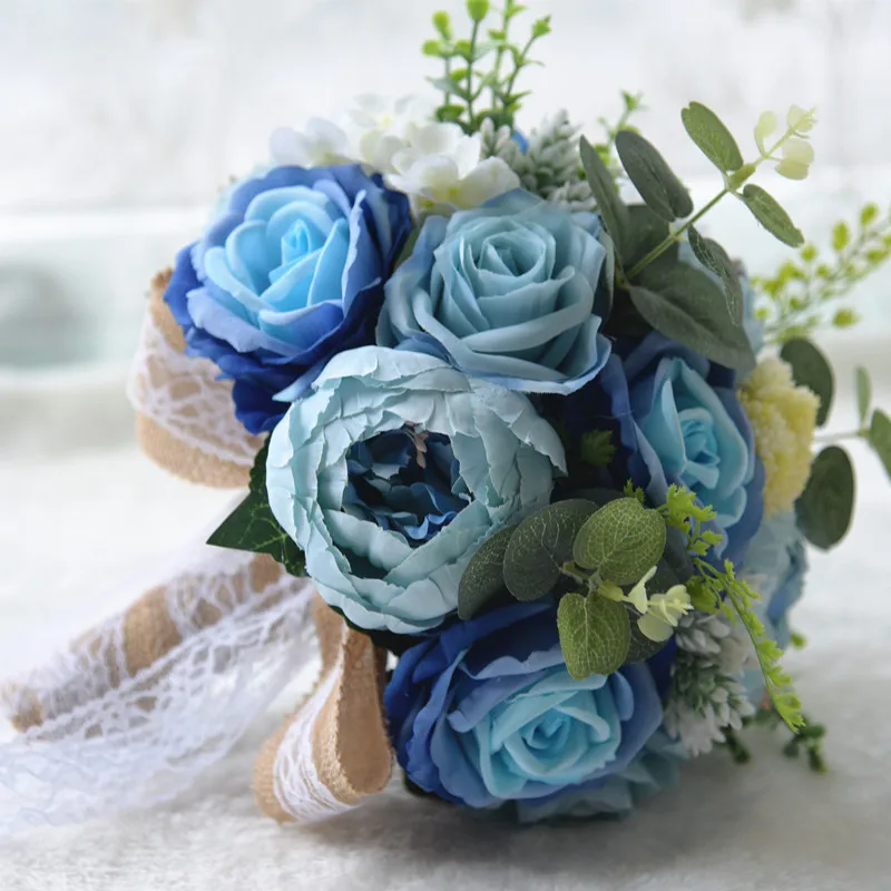 1pc/lot Blue Artificial rose Wedding Bouquets Wedding flower with jute lace for with wedding
1pc/lot Blue Artificial rose Wedding Bouquets Wedding flower with jute lace for with wedding