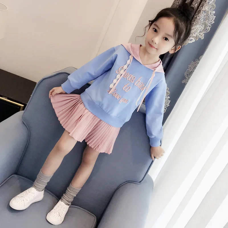 Girls Spring Dress Children Long-Sleeve Stitching Color Lettern Dresses Kids Hooded Pleated Dress Children Cute Dress Clothes
Girls Spring Dress Children Long-Sleeve Stitching Color Lettern Dresses Kids Hooded Pleated Dress Children Cute Dress Clothes