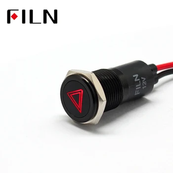 

FILN 14mm Car dashboard Double flash symbol led red yellow white blue green 12v led Black shell indicator light with 20cm cable