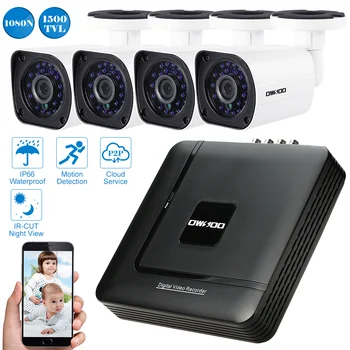 

OWSOO 4CH 1080N DVR Recorder 4PCS AHD 720P Surveillance Camera 1500TVL Outdoor CCTV Home Security Video System 24PCS IR LEDS