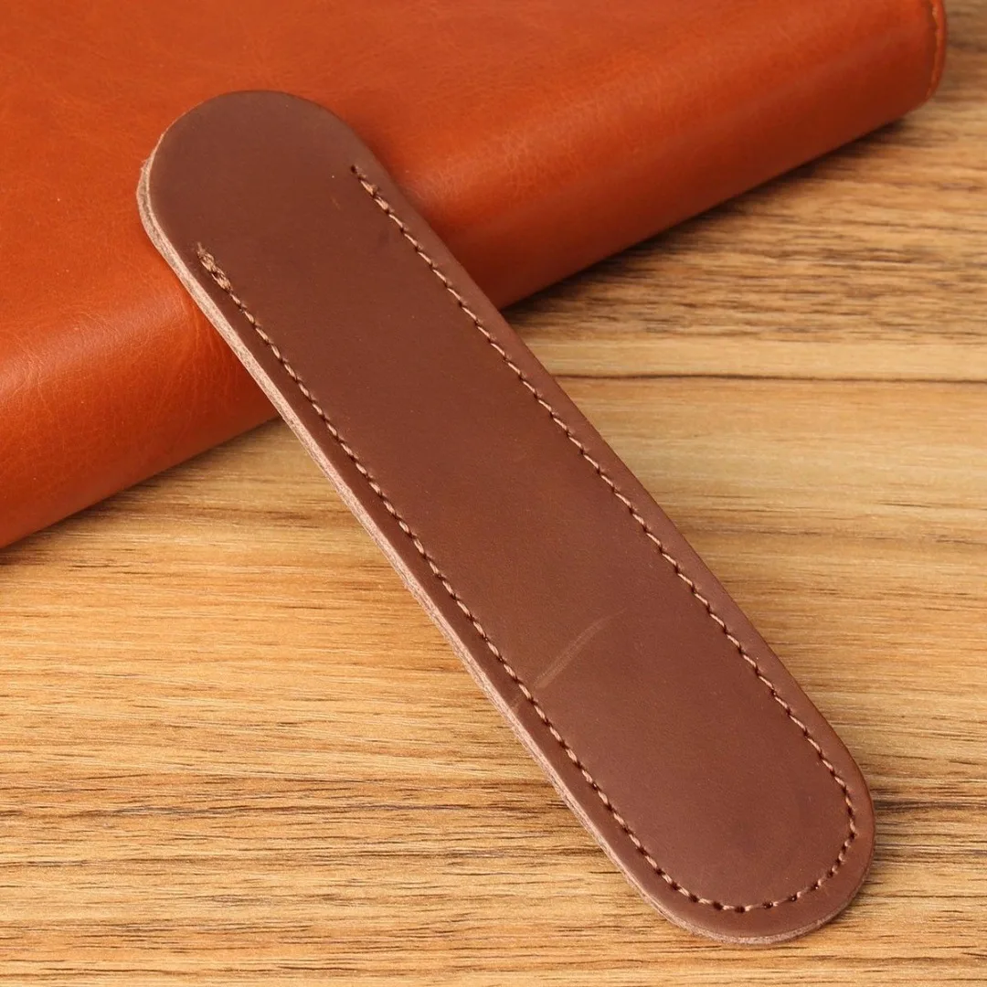 Brown Antique Handmade Leather Fountain Pen Bag Single Pen Holder Pencil Case