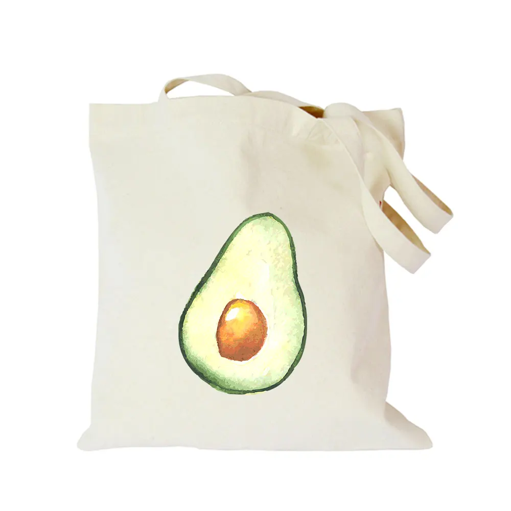 Origina kawaii canvas avocado custom tote bag customize eco diy logo shopping bag with logo (1)