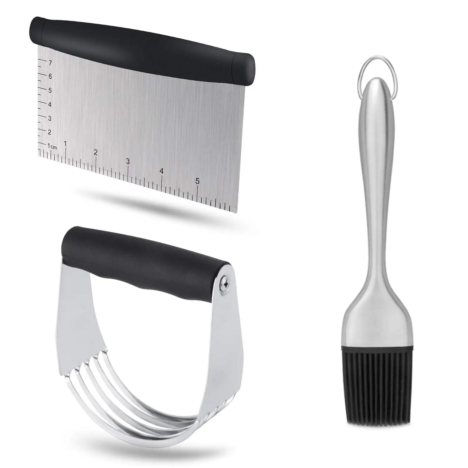 WGT Stainless Steel Pastry Cutter Set Pastry Blender Dough Scraper Pastry Brush Pastry Brush Set for Kitchen Baking Tools 
WGT Stainless Steel Pastry Cutter Set Pastry Blender Dough Scraper Pastry Brush Pastry Brush Set for Kitchen Baking Tools