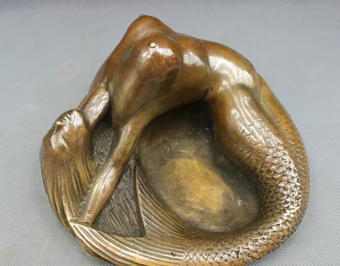 song voge gem S3891 8" Chinese Bronze Copper Art Collect Belle Myth Mermaid sea-maid Statue Ashtray
song voge gem S3891 8" Chinese Bronze Copper Art Collect Belle Myth Mermaid sea-maid Statue Ashtray