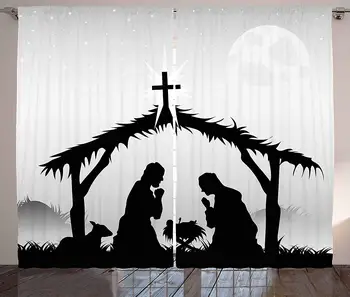 Black Curtains Nativity Scene Silhouettes Barn Bethlehem Joseph Mary Living Room Bedroom Window Decor Panel Set Inches
Black Curtains Nativity Scene Silhouettes Barn Bethlehem Joseph Mary Living Room Bedroom Window Decor Panel Set Inches